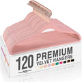 HOUSE DAY Pink Velvet Hangers 120 Pack, Premium Clothes Hangers Non-Slip Felt Hangers, Sturdy Black Hangers Heavy Duty Coat Hangers, Durable Suit Hangers, Space Saving No Hanger Mark Rotating Hook