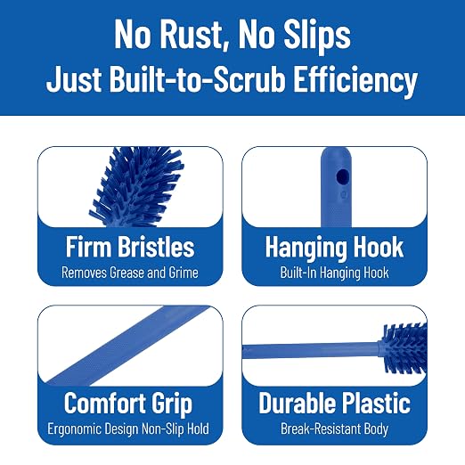 SPARTA Large Water Bottle Brush Ideal for Wide-Mouth Jars, Bottles and Tumblers, Dishwashing Tool with Handle for Home and Commercial Kitchens, Plastic, 12 Inches, Blue, (Pack of 6)