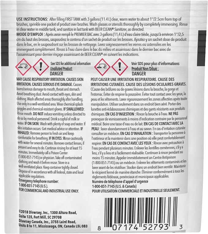 990221 Glass Cleaner for Manual Brushing, Restaurant Barware & Glass Cleaning System, Powder Packets, 0.5-Ounce (1 Packet)