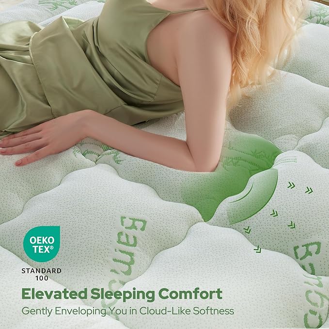 BEDLORE Queen Mattress Topper Viscose Derived from Bamboo, Thick Pillow Top Mattress Pad with Stretchable Pockets for 6-18 inches Mattress, Soft Mattress Topper for Back Pain Relief