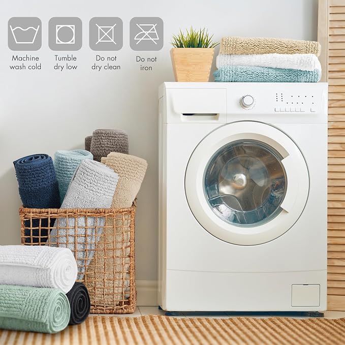 Madison Park Splendor Reversible 100% Cotton Bath Rug, 17 x 24, Grey | Tufted Bathroom Mat, 3000 GSM, Hotel Quality, Luxurious Plush, Medium Pile, Absorbent, Quick Dry, OEKO-TEX, Shower Room Décor