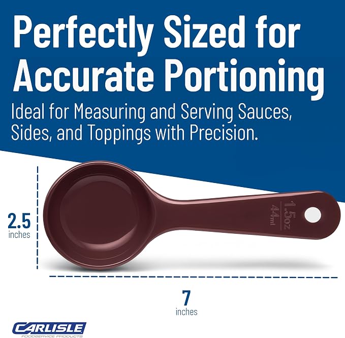 Carlisle FoodService Products Measure Miser Solid Measuring Spoon with Short Handle, 1.5 Ounces, Brown - (Pack of 12)