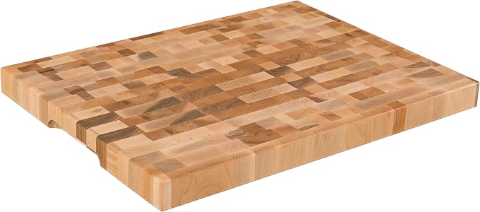 Labell Maple End-Grain Butcher Block, Juice Groove, 12 x 16 x 1.25 in | Checkered Cutting Board, Handcrafted in Canada, Thick, for Meat, Cheese, Charcuterie