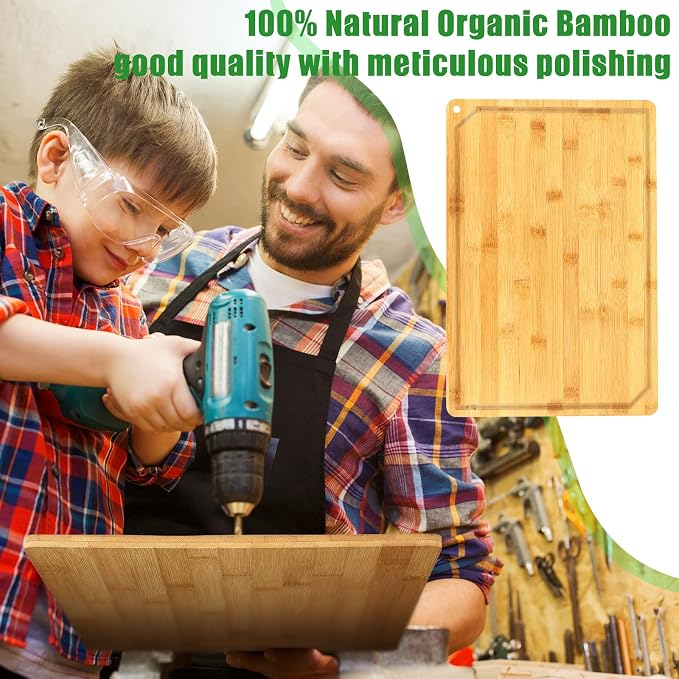 Eaasty 12 Set Extra Large Plain Cutting Board Bulk Heavy Duty Wood Cutting Boards Set with Juice Groove for Mother's Day Kitchen Gifts Wedding Crafts, Pre Oiled(Bamboo,18" x 12")