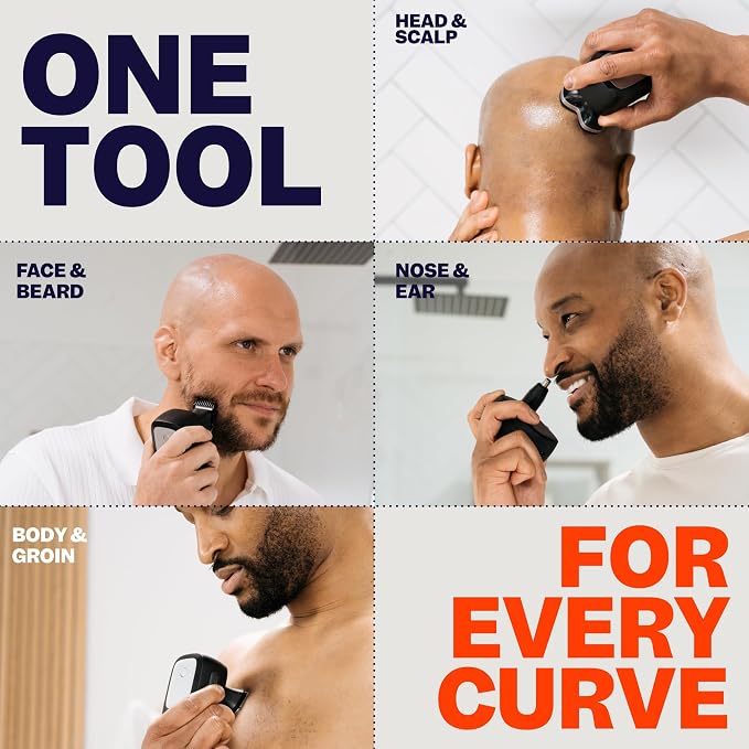 Freebird Electric Head & Body Hair Shaver - Mens Cordless Waterproof Razor with Rotary Blades (FlexSeries Pro, Shaver Kit)