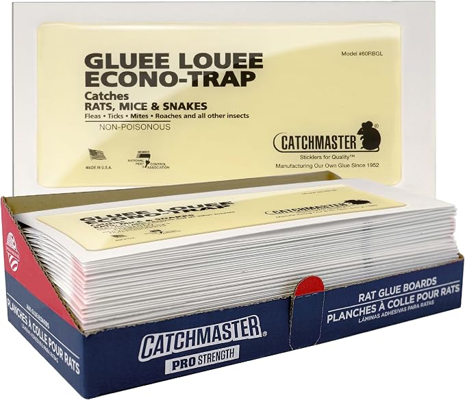 Catchmaster Gluee Louee Rat Extra Large Traps 30-PK, Heavy Duty Glue Trap, Mouse Traps for Home, Pest Control Adhesive Glue Boards for Inside House, Snake, Mice, & Spider Trap