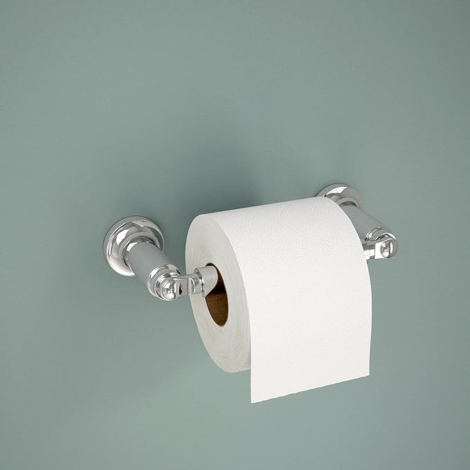 Delta Saylor (1-Pack) Toilet Paper Holder Polished Chrome Tissue Roll Holder for Bathroom Organization and Storage Pivoting Toilet Tissue Holder Wall Bathroom Accessories 73550