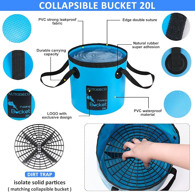 44Pcs Car Wash Detailing Kit Cleaning Kits with Foam Gun Sprayer Wash Mop with Long Handle Collapsible Bucket Large Wash Mitt Towels Complete Interior Exterior Car Washing Supply Set Blue