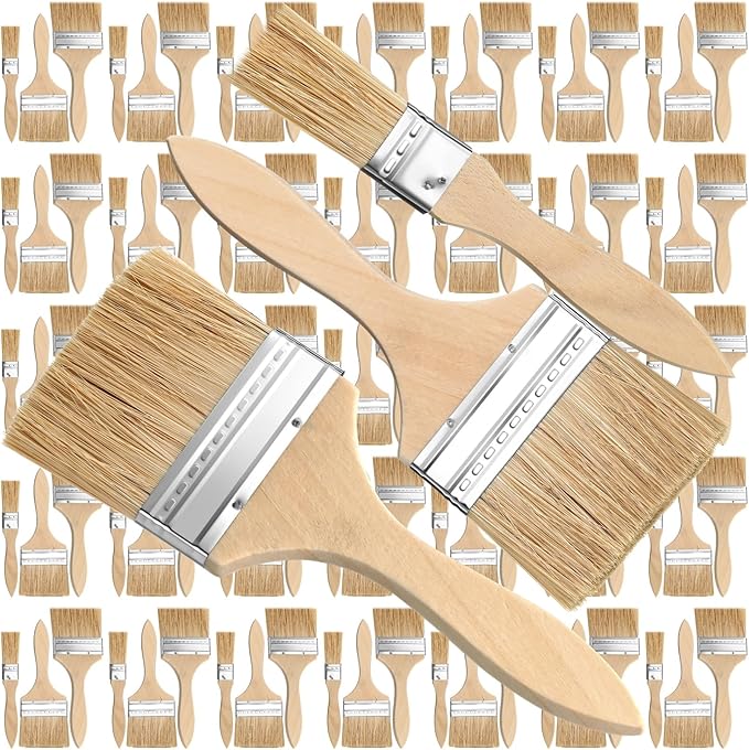 Skylety 120 Pcs Chip Paint Brushes Bulk 1/2/3 Inch Various Size Paint Brushes Household Bristle Paintbrushes Disposable Stain Brushes for Painting, Glue, Varnish, Oil, Stain, Art Crafts Furniture Deck