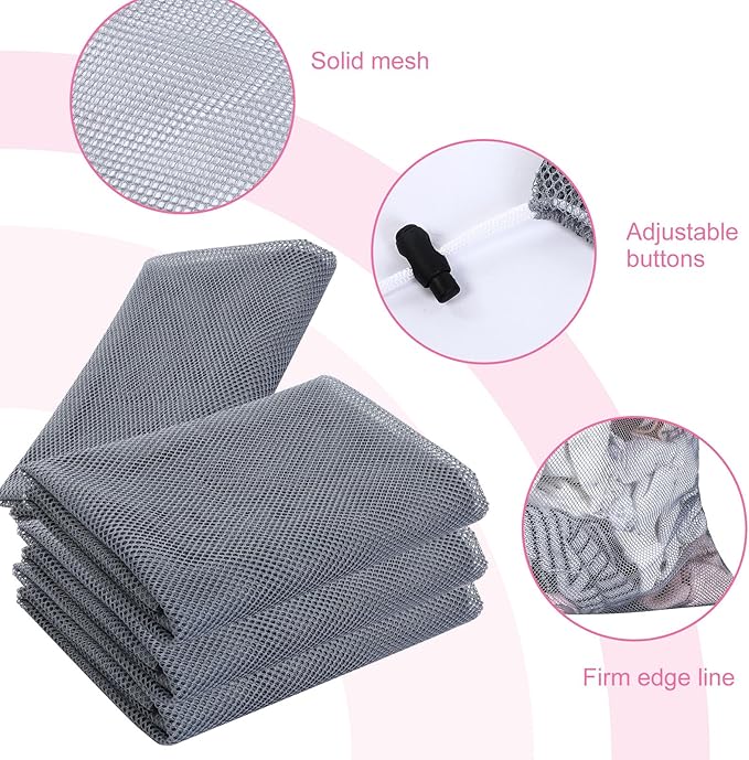 Berlune Large Mesh Laundry Bags, 24 x 36 Inch Bulk Wash Set with Drawstring for Commercial Use, Dorms, Vacation Rentals, Laundromats, Apartments & Facilities(Gray,30)