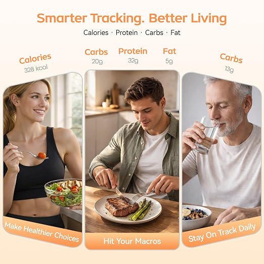 Smart Food Scale with Nutritional Calculator, Free App & TFT Display – Digital Kitchen Scale for Calorie & Macro Tracking, 50 Built-in Foods,23 Nutrients Analysis,Personal Goals for Meal Prep