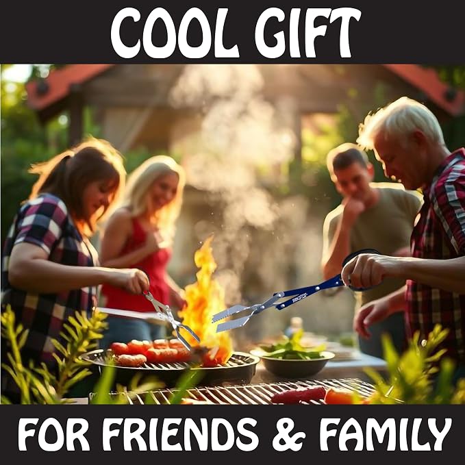 3 in 1 Barbecue Tool 18-inch by BBQ Croc - Light and Long Tongs, Spatula and Grill Scraper (Blue) (18 inch Without Flashlight)