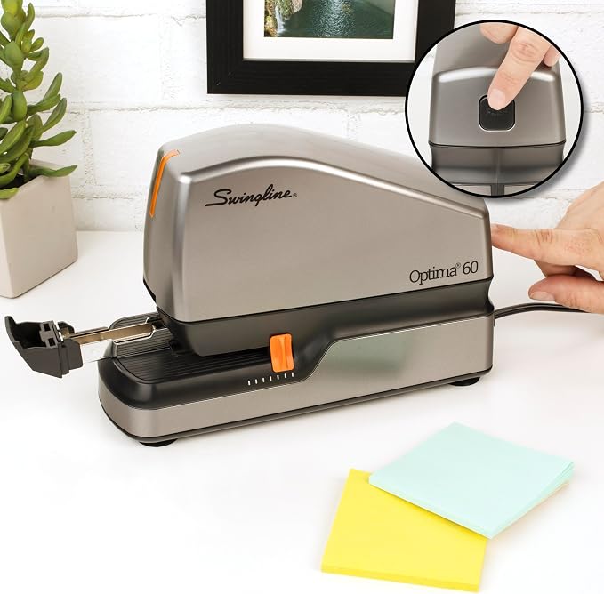 Swingline Electric Stapler, 60 Sheet Capacity, Optima 60, Jam Free, Auto or Manual, Black and Silver (48210)