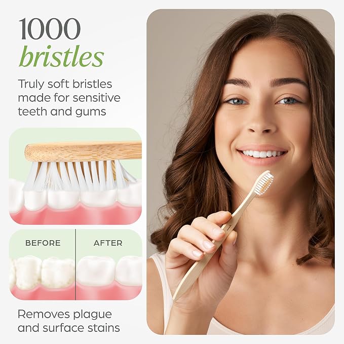 VIVAGO Bamboo Toothbrushes 50 Pack - Soft Bristles Toothbrushes for Adults | Natural Toothbrush, Eco-Friendly, Wooden Toothbrush, BPA-Free