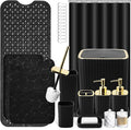 XLHOMO 26PC Bathroom Accessories Set - Gorgeous Black Bathroom Set, Bathroom Accessory Set, Black Shower Curtain Set with Bathtub Mats for Shower Tub