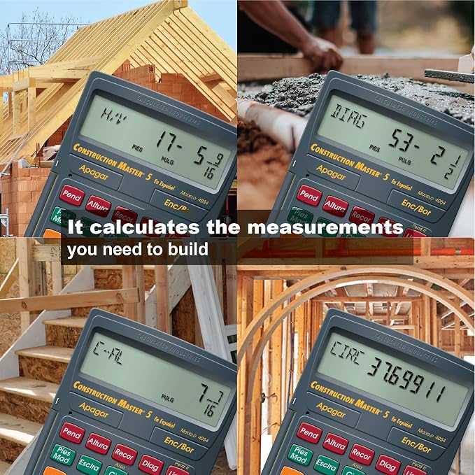 Calculated Industries 4054 Construction Master 5 Calculator | en Español, Feet-Inch-Fraction, For Carpenters, Construction Calculator with all Spanish labeling