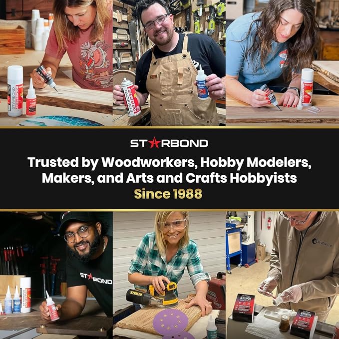 Starbond Medium CA Glue with Activator Bundle (4 oz. + 6 oz.) – Premium Cyanoacrylate Super Glue with Accelerator Kit – for Quick Repair, Woodworking, Woodturning, Crafts, Models & 3D Printing