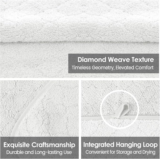 JML Microfiber Bath Towels Set of 2, 30 in x 60 in, White | Hanging Loop, Super Soft, Absorbent, Lint Free, Fade Resistant, Lightweight, Quick Dry, Use for SPA , Sauna, Salon Hair Wrap