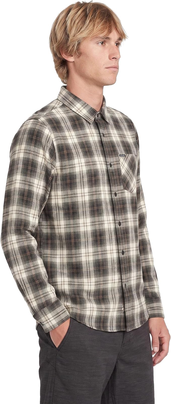 Volcom Men's Long Sleeve Flannel Shirt – Ultra-Soft Brushed Cotton Plaid Button Down