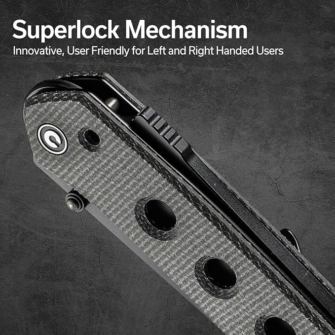 CIVIVI Vision FG Pocket Knife, 3.54" Nitro-V Reverse Tanto Blade C22036-3 | Superlock Folding Knife with Micarta Handle, Reversible Ambidextrous Clip for EDC Camping Hiking