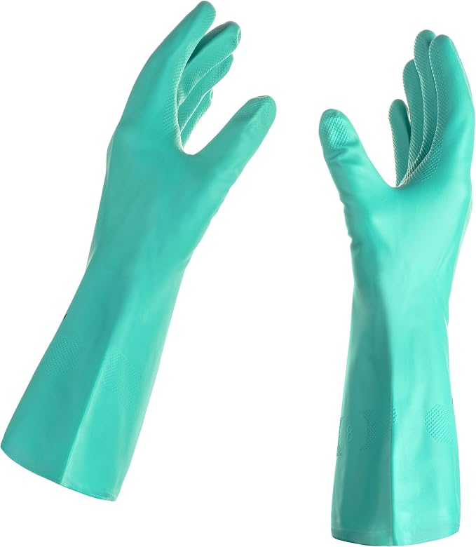 TUSKO PRODUCTS Best Nitrile Rubber Cleaning, Household, Dishwashing Gloves, Latex Free, Vinyl Free, Reusable not Disposable, Extra Small XS, (1 Pair)