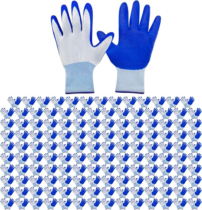 WHEATHUSK 144 Pairs Gardening Work Gloves Bulk for Men Women, Breathable Rubber Coated Garden Gloves for Construction, 9.1 Inch