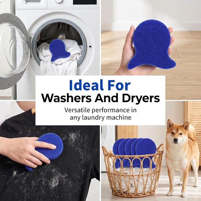 Pet Hair Remover for Laundry, Reusable Pet Hair Catcher(6PC,Blue) | Traps Dog & Cat Fur for Washer & Dryer, Reduce Lint & Dander from cloth, Must-Have Pet Hair Remover Tool