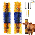 Livestock Scratch Brush With 8 Screws，Animal Back Scratching Brush for Cow,Cattle,Sheep, Horses,Pigs，Massage Grooming Tool (Yellow, 2pcs)