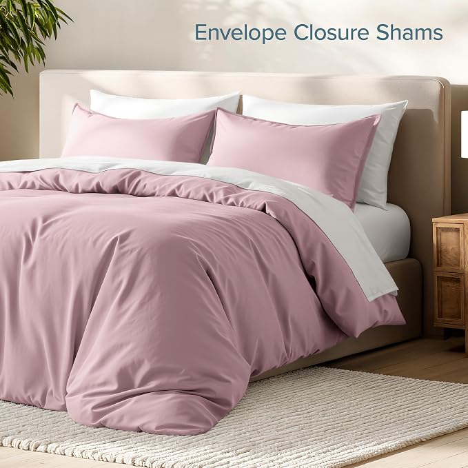 Bare Home Bedding Duvet Cover Queen Size - Premium 1800 Super Soft Collection - Lightweight, Cooling - Soft Breathable Bedding Duvet Cover (Queen, Dusty Pink)