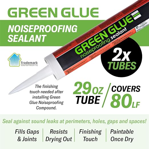 Trademark Soundproofing Green Glue Soundproofing Compound and Acoustical Sealant Combo Set - Ten Green Glue Noiseproofing Compound and Two Acoustic Caulk Adhesive Seal