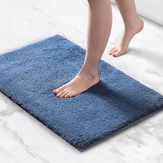 Madison Park Signature Marshmallow Bathroom Rug Non Slip, Luxrurious Plush Bath Mat, Absorbent, Quick Dry, Spa Design Bath Room Décor, 20x30, Navy