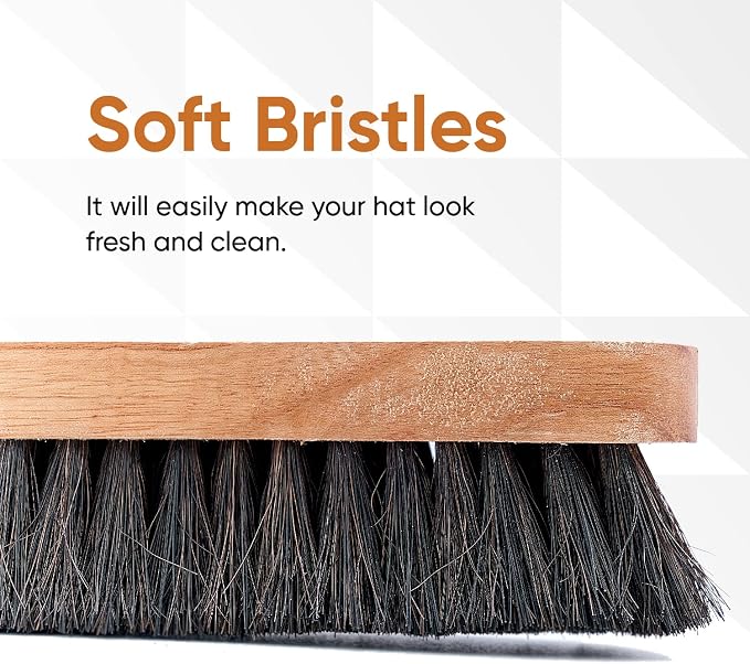 Hat Brush Horsehair Felt Hat Cleaner, Horse Hair Brush for Baseball Cap, Cowboy Hats, Shoes, and Clothes Brush, Soft Bristles Wooden Cleaning Brush, Durable Dust and Lint Remover, 3 Pack - Superio