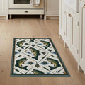 3'x5' Washable Area Rug Bass Lake Lure Tackle Reel Motif Border Angler Hook Fish Fishing Refined for Home Office, Hallway, Laundry Room, Non-Slip Chair-Friendly