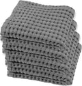 GILDEN TREE Waffle Bath Towels Wash Cloths for Showering, Exfoliating Washcloth Quick Dry Towel, Face Towels for Washing Face Cotton Washcloths Set of 4, Modern Style (Slate)