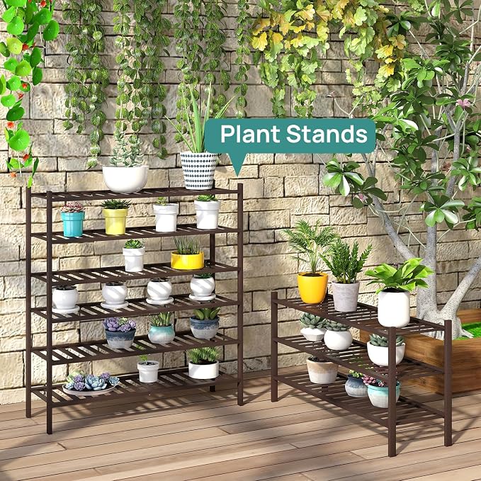 viewcare Long Shoe Rack, Bamboo Wood Shoe Rack for Closet, Entryway & Hallway, 3-Tier Stackable Shoe Shelf