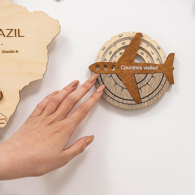 Enjoy The Wood 3D Wooden World Map Wall Art - Large Travel Map with Pins for Art Decor - Decorative Map of the World for Home, Office - Travel Wall Art Housewarming Gift Idea (Travel Tracker, Pins, Unframed)