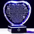 Girlfriend Gifts with Colorful LED Base Engraved to My Girlfriend Heart Crystal Keepsakes on Anniversary Birthday Valentine's Day Gifts for Girlfriend Romantic I Love You Gift for Her from Boyfriend