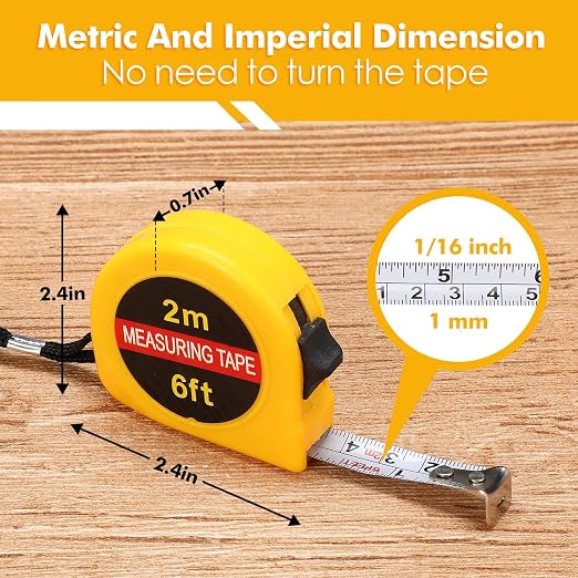 Copkim 50 Pcs 6 FT Mini Tape Measure Retractable Bulk Small Measuring Tape Pocket Size Measurement Tool for Operation Christmas Items Party Favor Gifts Stuffers for Men(Yellow)