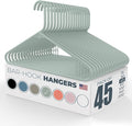 Plastic Hangers 45 Pack – Made in the USA – 6lb Capacity Standard Clothes Hangers with Strap Hooks for Dresses, Lingerie, Shirts, Pants, and Jackets – Mint