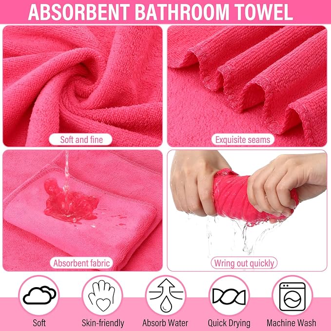 FillTouch 12 Set/ 24 Pcs 15L Foldable Foot Soaking Tub Kit Portable Foot Bath Tub for Soaking Feet with Towel and Storage Bag Soak Spa Bucket for Travel Camping (Rose Red)