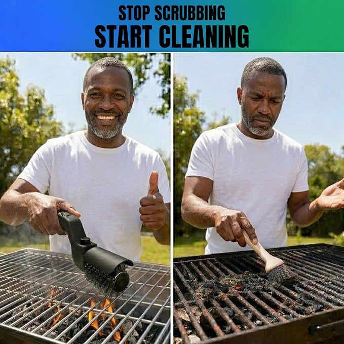Electric Grill Brush, Cordless Rechargeable BBQ Grill Cleaner with High Torque Motor, Stainless Steel Bristles, Adjustable Angle, Heavy Duty Cleaning Tool for Grill Grates