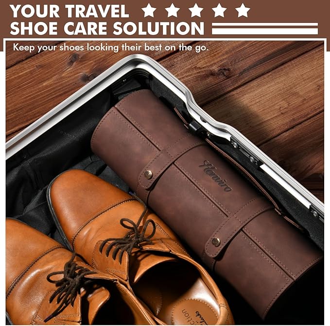 Leather Shoe Polish Kit - Birthday Gifts for Men, Dad, Shoe Shine Kit, Leather Boot Care Kit, Mens Gifts Ideas