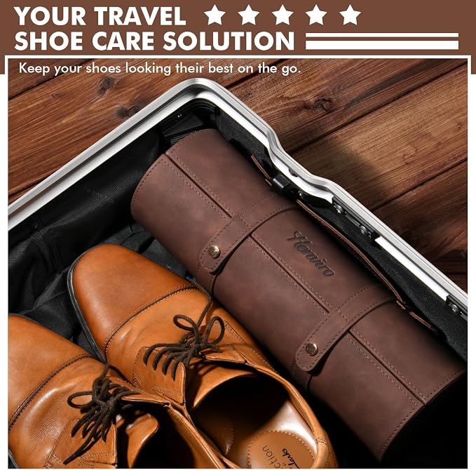 Leather Shoe Shine Kit For Men - 13 PCS Shoe Polish Kit, Leather Boots Care, Shoe Care Kit Gift for Men Him Husband