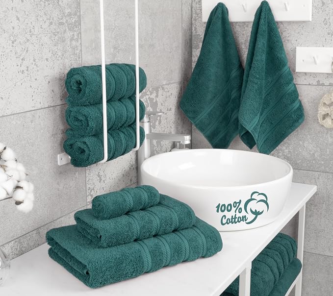American Soft Linen 100% Cotton Luxury Turkish Towels, 6 Piece Towel Set | Soft Absorbent Quick Dry OEKO Tex Standard 100 Certificated Durable Machine Washable Breathable Premium Hotel Quality