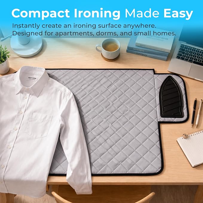 Handy Laundry Magnetic Ironing Mat, Change Any Flat Surface into an Ironing Board, Silicone Slip Resistant Iron Rest to Safely Place Your Hot Iron, Easy to Take Along When Traveling, (19 x 28 Inches)