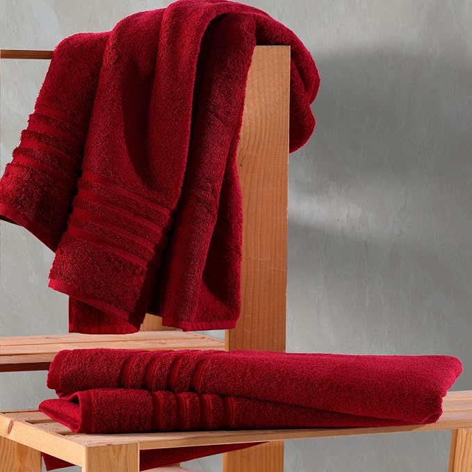 Hawmam Linen Jumbo Large Bath Sheets Towels 2 Pack Soft and Absorbent, Premium Quality 100% Cotton Towels (Red, Bath Sheet)