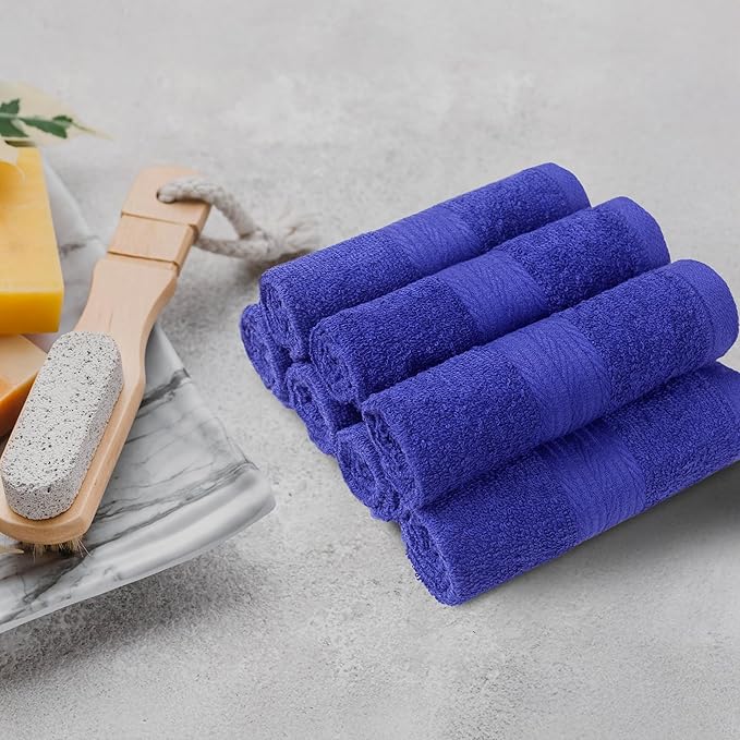 Amazon Basics Highly Absorbent Fast Drying 100% Cotton Washcloths for Face, Soft, Machine Washable, Fade-Resistant, 12" x 12", Navy Blue, 12-Pack