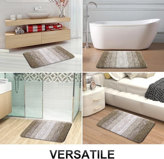 OLANLY Bathroom Runner Rugs Mat 47x20, Extra Soft Absorbent Microfiber Bath Rugs, Rubber Backing, Quick Dry, Washable Long Bath Mats for Bathroom Floor, Tub and Shower, Home Decor Accessories, Coffee