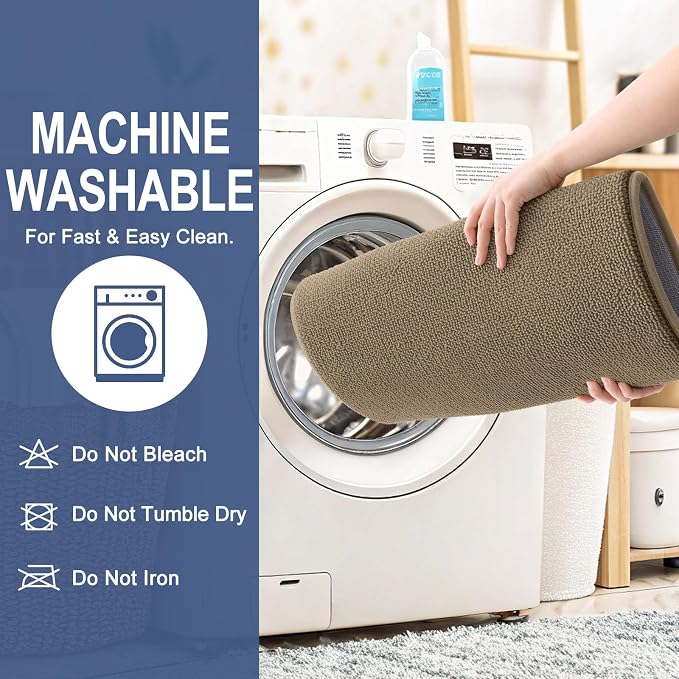 OLANLY Memory Foam Bathroom Runner Rug 47x20, Absorbent Long Bath Mat, Tan | Soft Quick Dry Bath Mat Rugs, Non-Slip, Machine Washable Mat for Bathroom Floor, Tub and Shower, Home Decor Accessories
