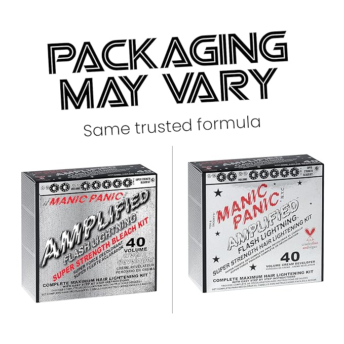 MANIC PANIC Flash Lightning Hair Bleach Kit - 40 Volume Developer + Bleach Powder - Lifts Hair Color Up to 7 Levels - Lightener for Extra Dark Shades - Vegan & Cruelty-Free (3 Pack)